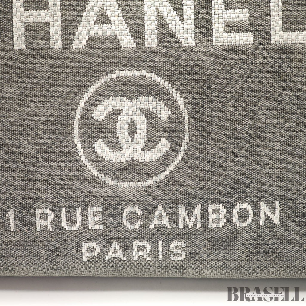 CHANEL Deauville Denim Chain Tote Shoulder Bag Gray Flap【ImportFeeFREE】