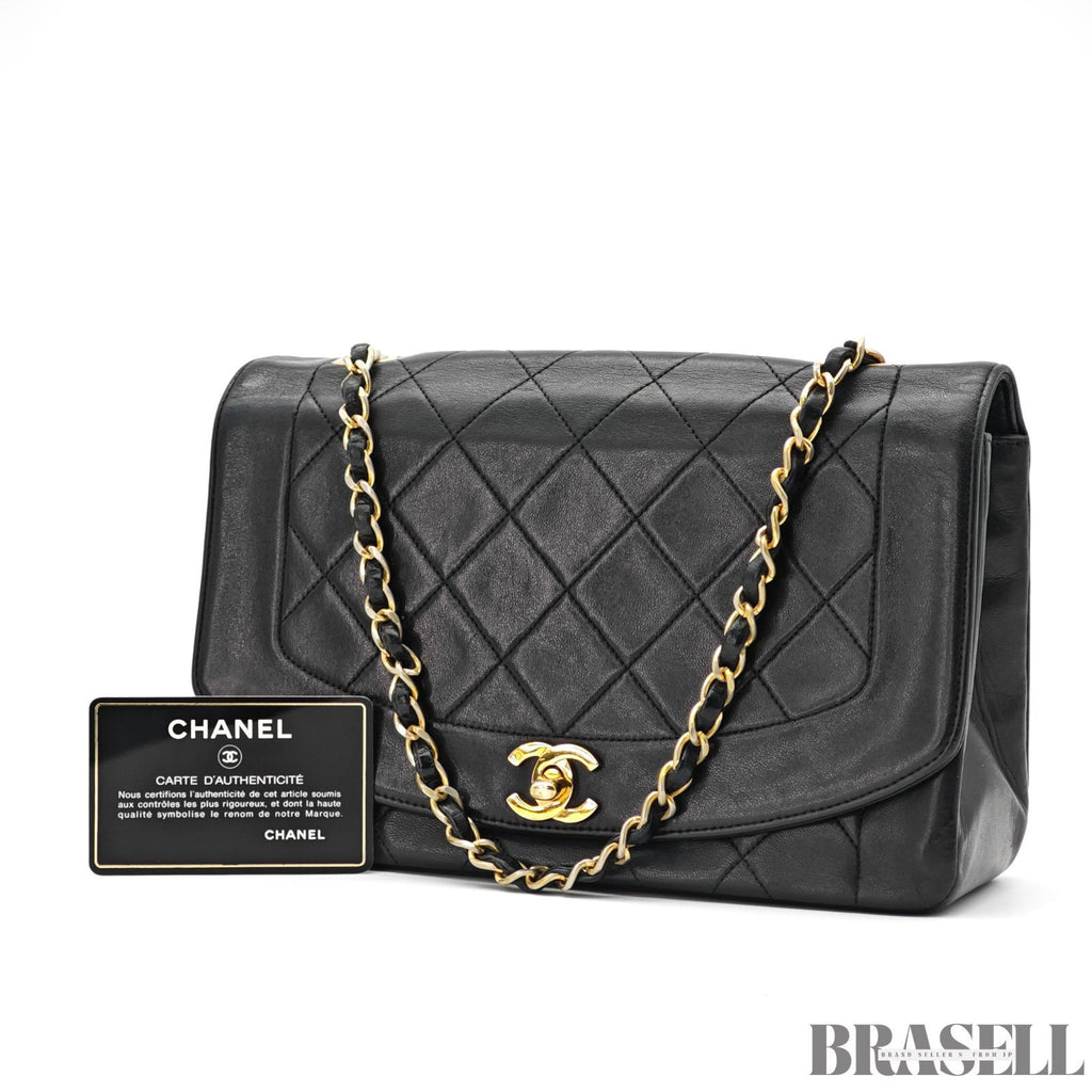 CHANEL Diana 25 Matelass Chain Shoulder Bag Black with 【ImportFeeFREE】