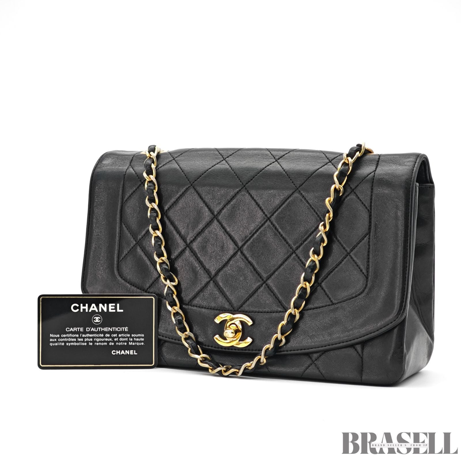CHANEL Diana 25 Matelass Chain Shoulder Bag Black with 【ImportFeeFREE】