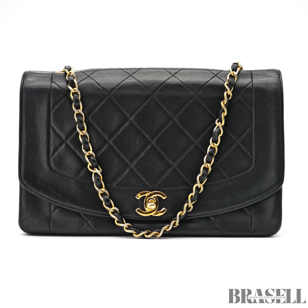CHANEL Diana 25 Matelass Chain Shoulder Bag Black with 【ImportFeeFREE】
