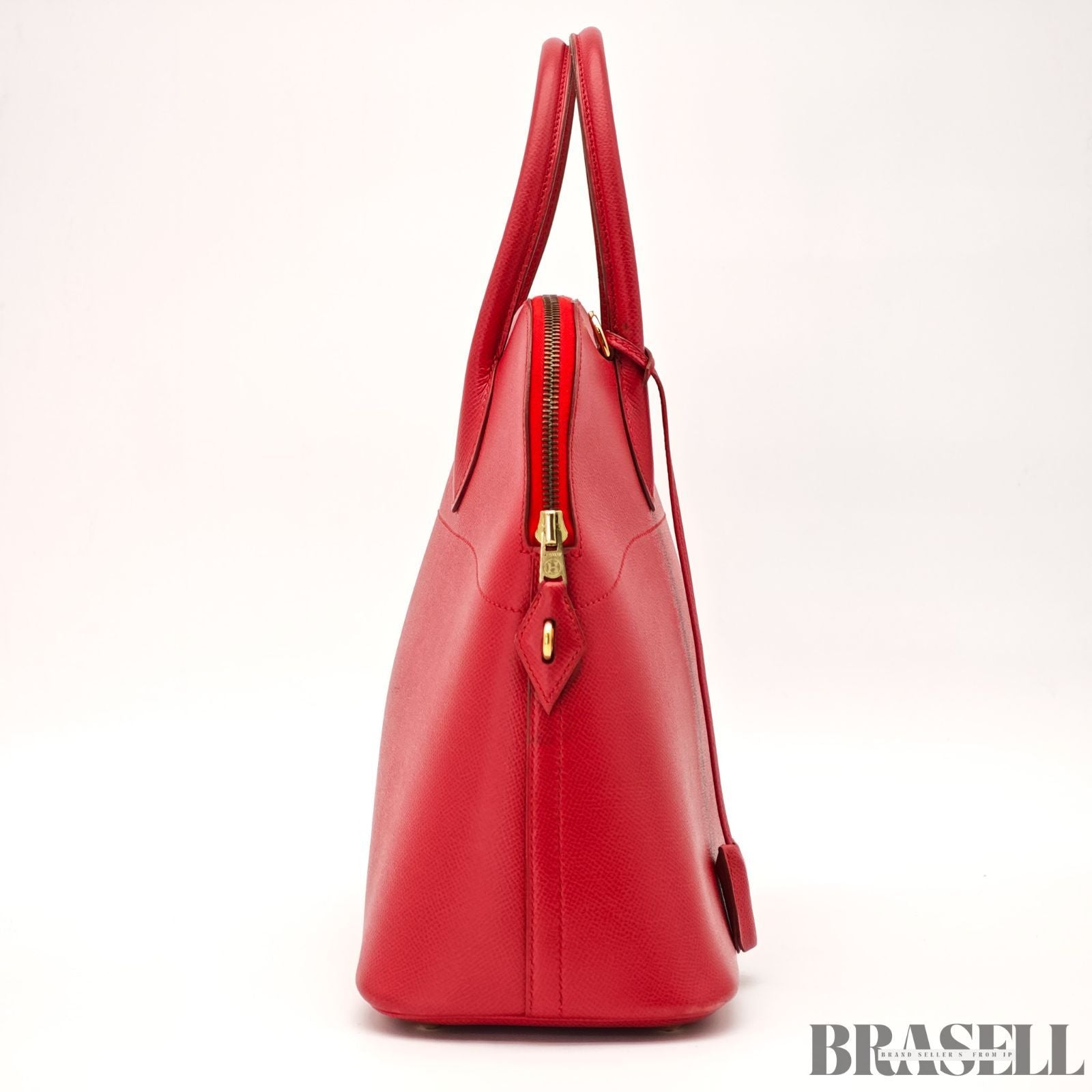 HERMES Bolide 35 2way Handbag Bag Cushvel Red 【ImportFeeFREE】