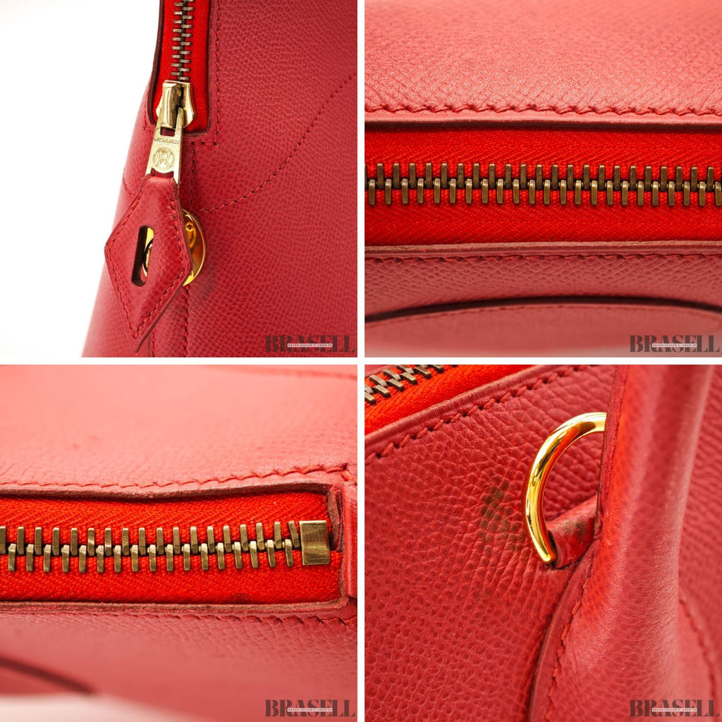 HERMES Bolide 35 2way Handbag Bag Cushvel Red 【ImportFeeFREE】
