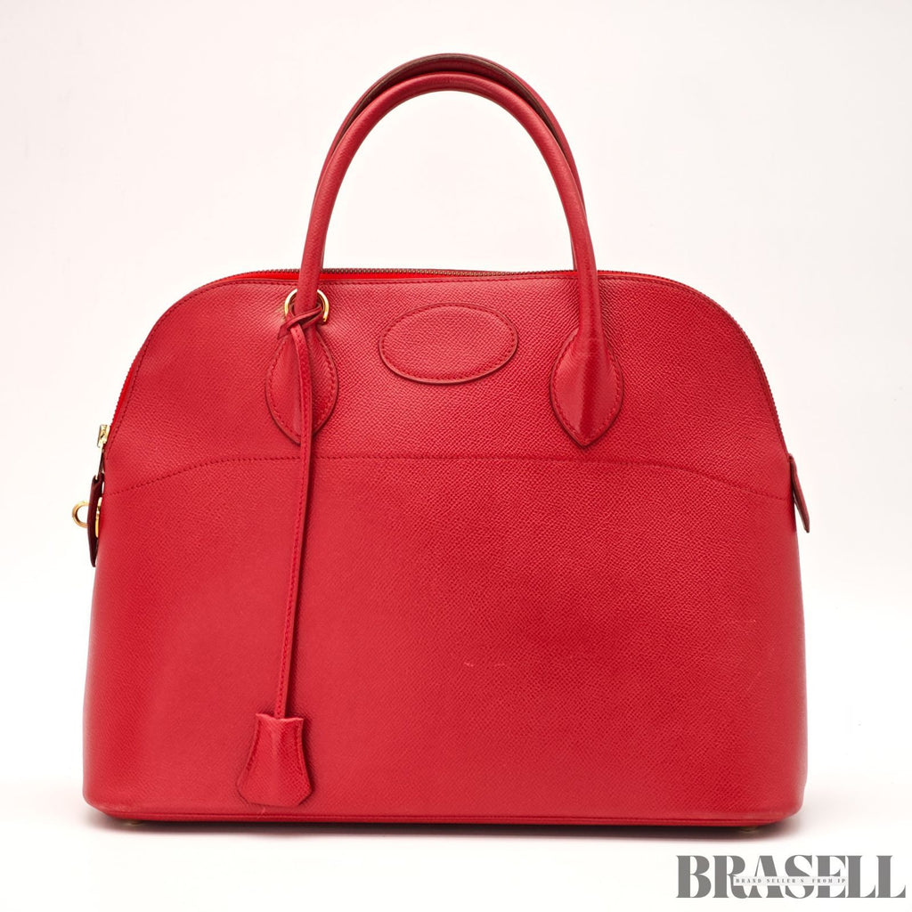 HERMES Bolide 35 2way Handbag Bag Cushvel Red 【ImportFeeFREE】