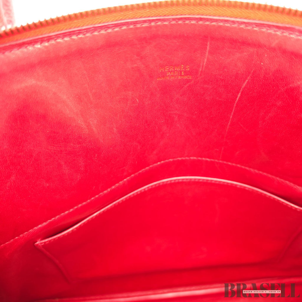 HERMES Bolide 35 2way Handbag Bag Cushvel Red 【ImportFeeFREE】