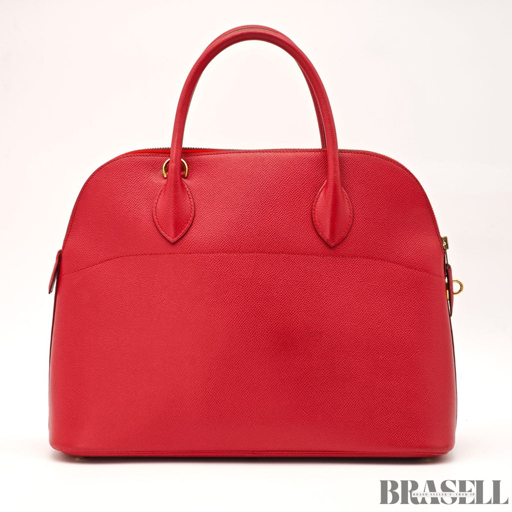 HERMES Bolide 35 2way Handbag Bag Cushvel Red 【ImportFeeFREE】