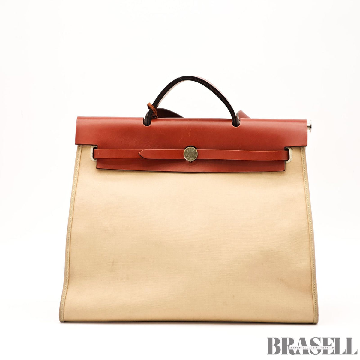 Hermes Herbag Zip MM 2way Handbag beige brown【ImportFeeFREE】