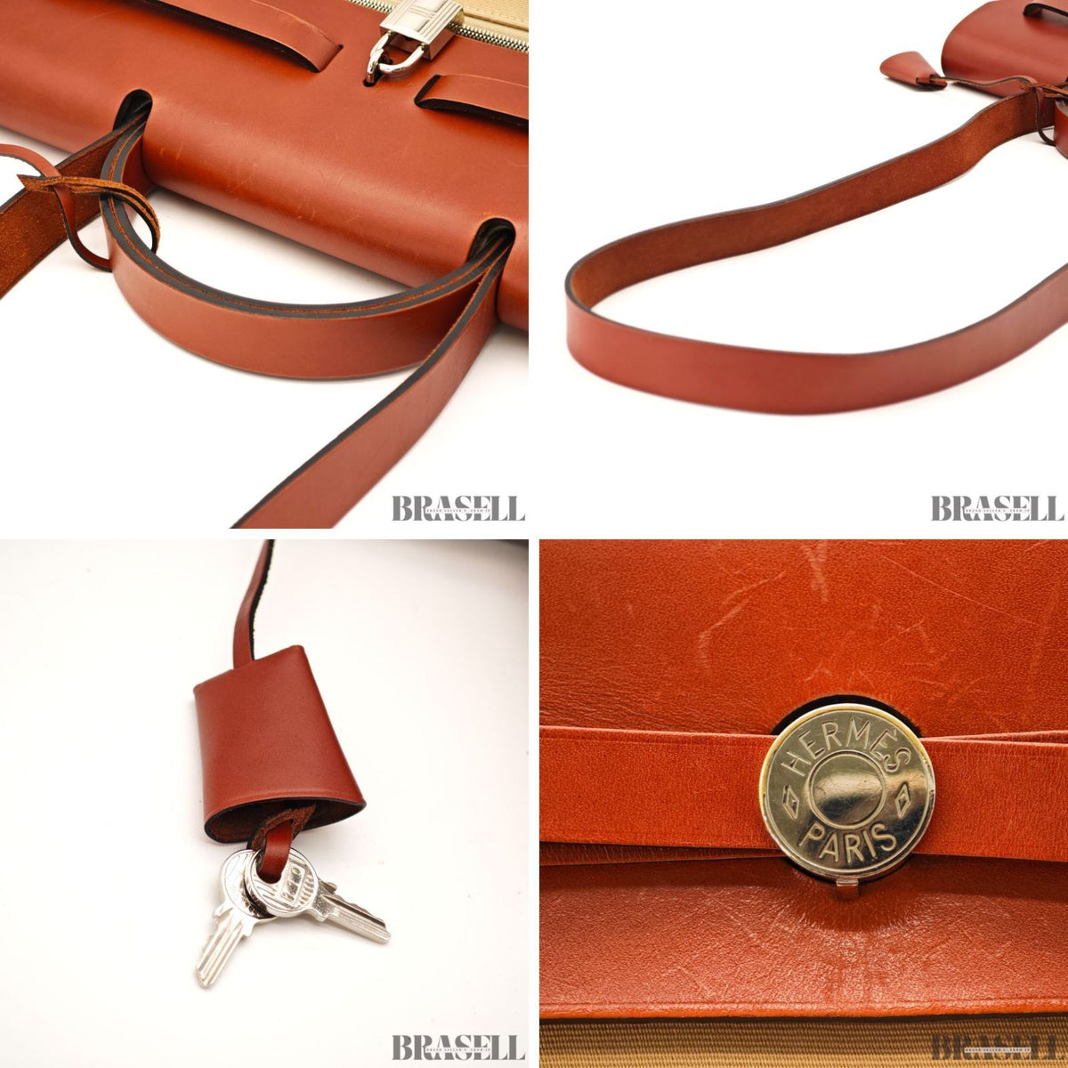 Hermes Herbag Zip MM 2way Handbag beige brown【ImportFeeFREE】
