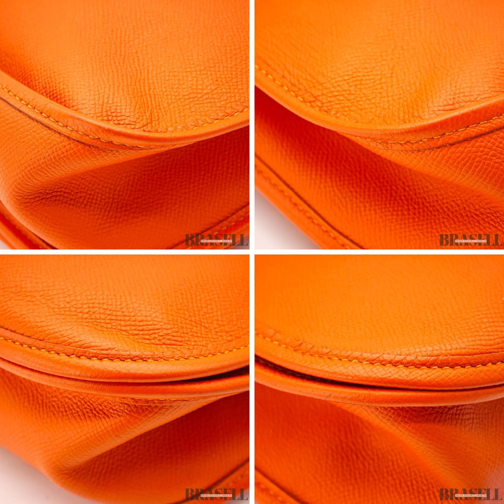 HERMES Evelyn 3 MM ShoulderBag Taurillon Clemence Orange【ImportFeeFREE】