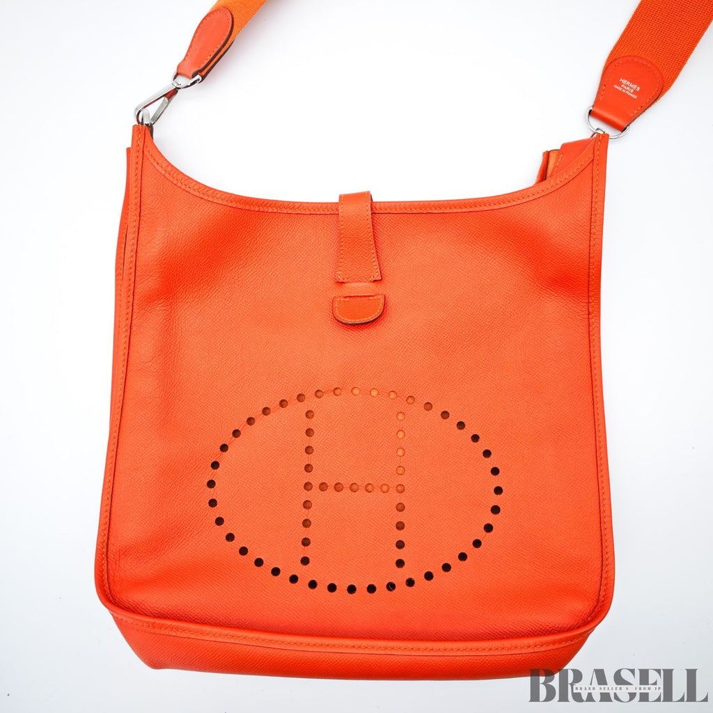 HERMES Evelyn 3 MM ShoulderBag Taurillon Clemence Orange【ImportFeeFREE】