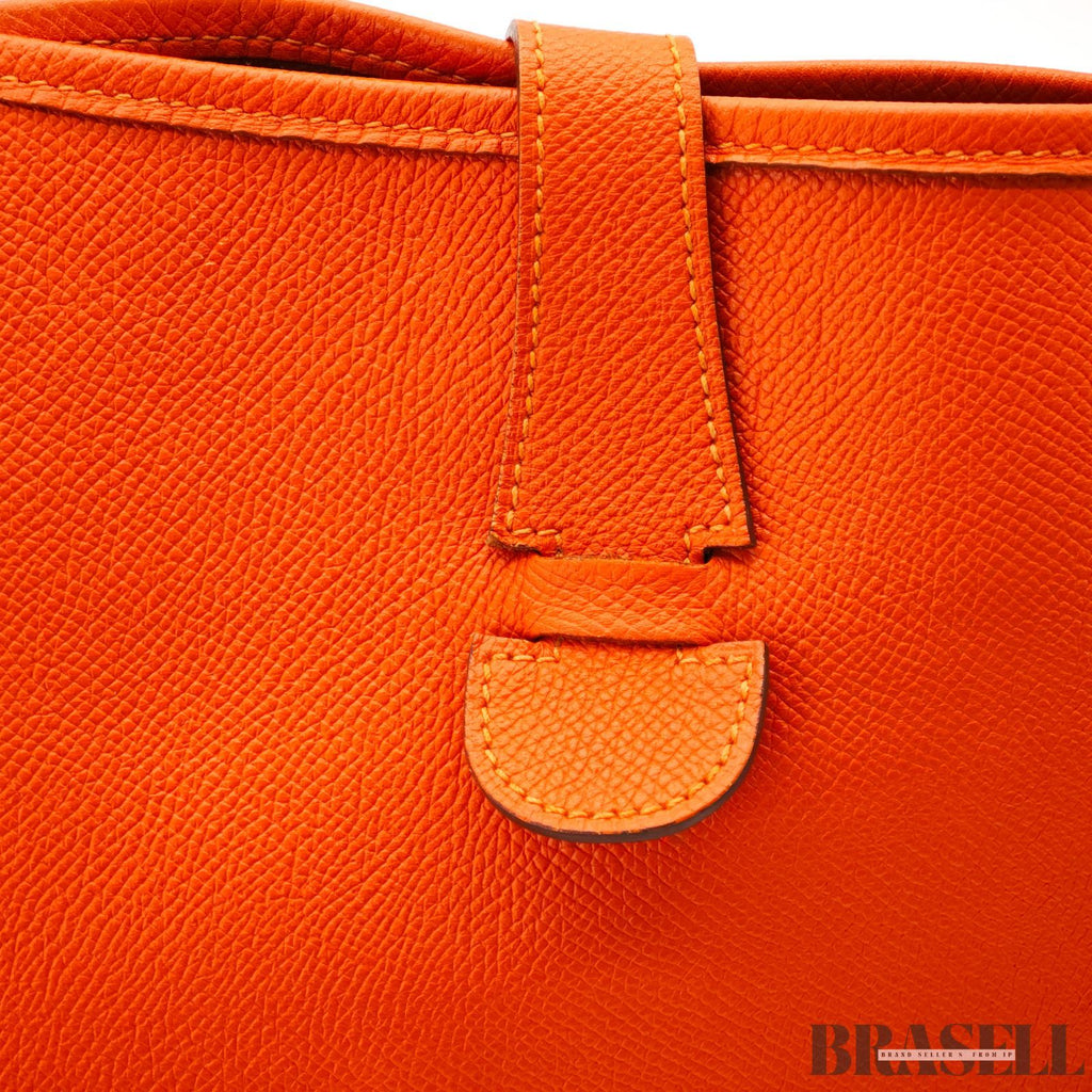 HERMES Evelyn 3 MM ShoulderBag Taurillon Clemence Orange【ImportFeeFREE】