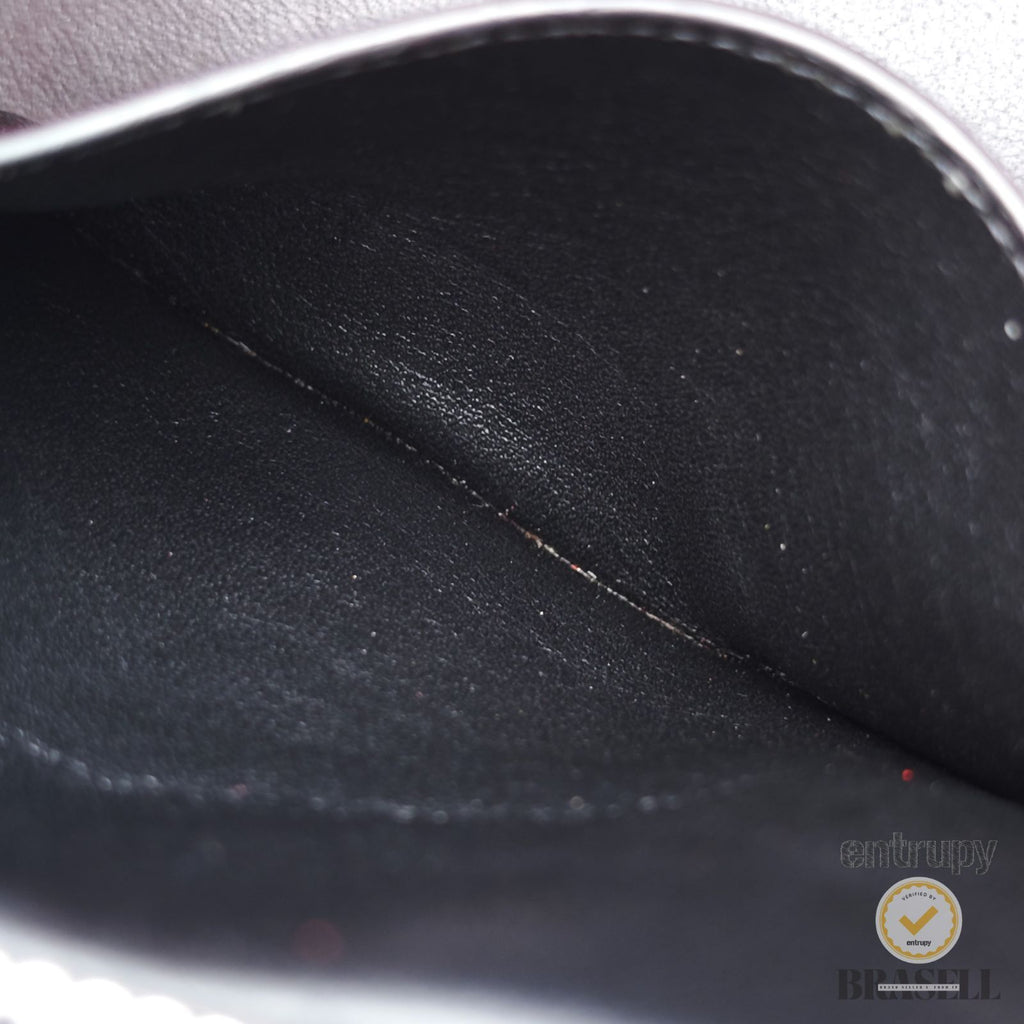 CELINE Leather Trapeze 2way Hand Bag Black Red Khaki Women 【ImportFeeFREE】