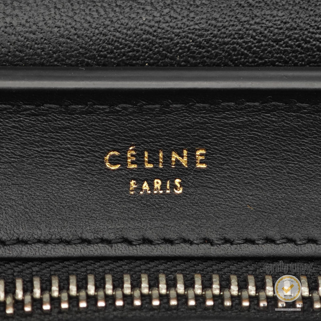 CELINE Leather Trapeze 2way Hand Bag Black Red Khaki Women 【ImportFeeFREE】