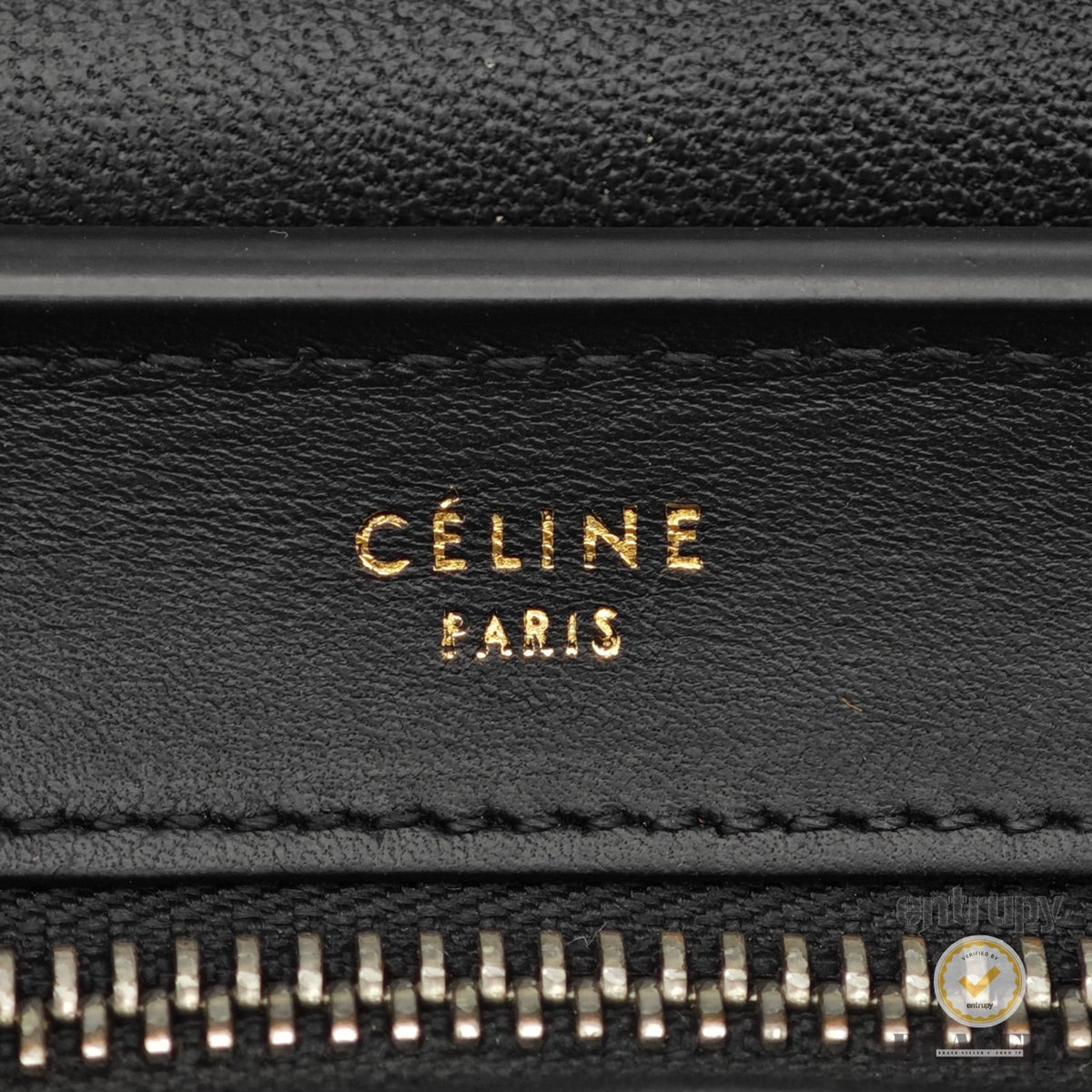CELINE Leather Trapeze 2way Hand Bag Black Red Khaki Women 【ImportFeeFREE】