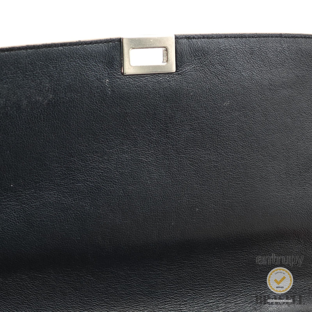 CELINE Leather Trapeze 2way Hand Bag Black Red Khaki Italy 【ImportFeeFREE】