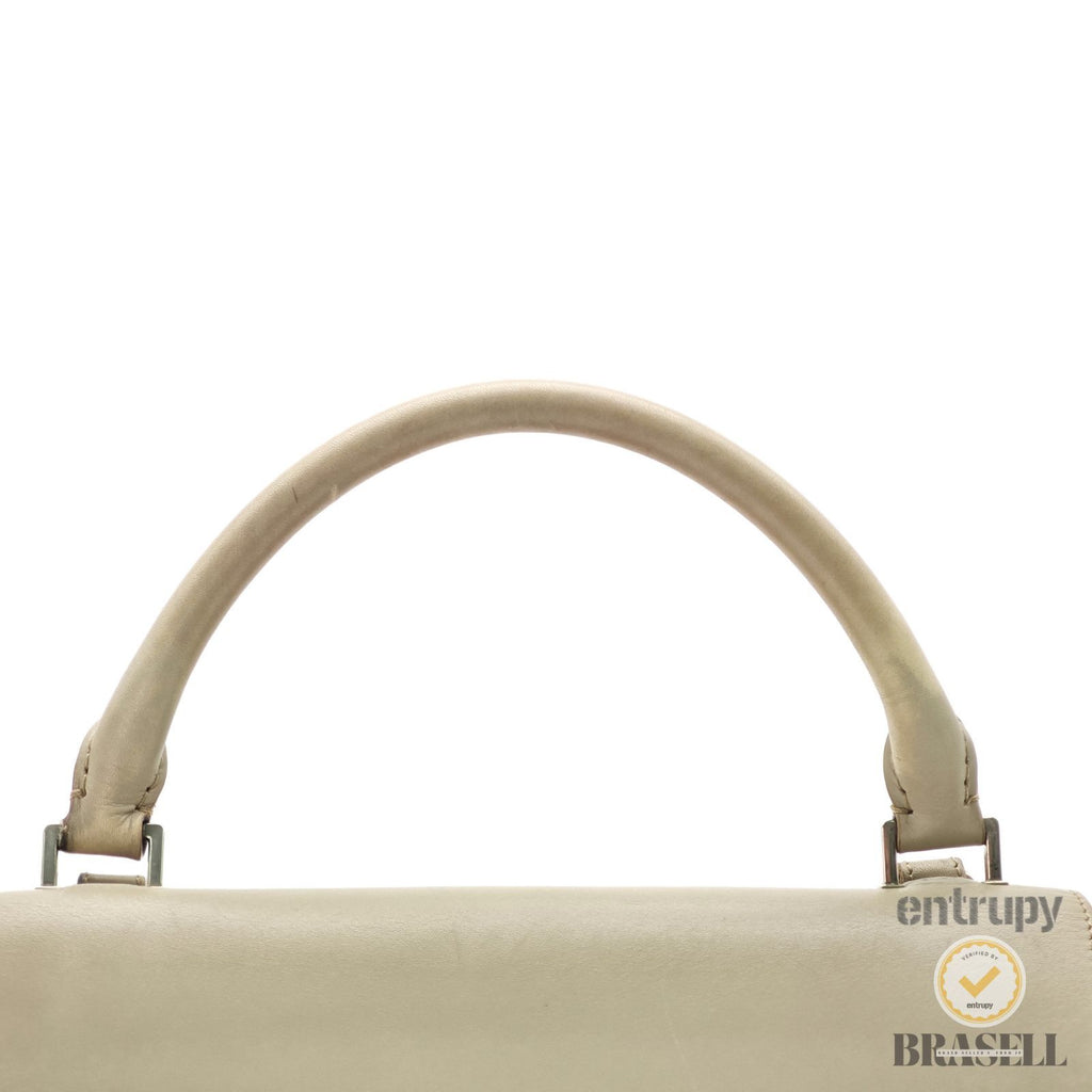 CELINE Leather Trapeze 2way Hand Bag Black Red Khaki Italy 【ImportFeeFREE】