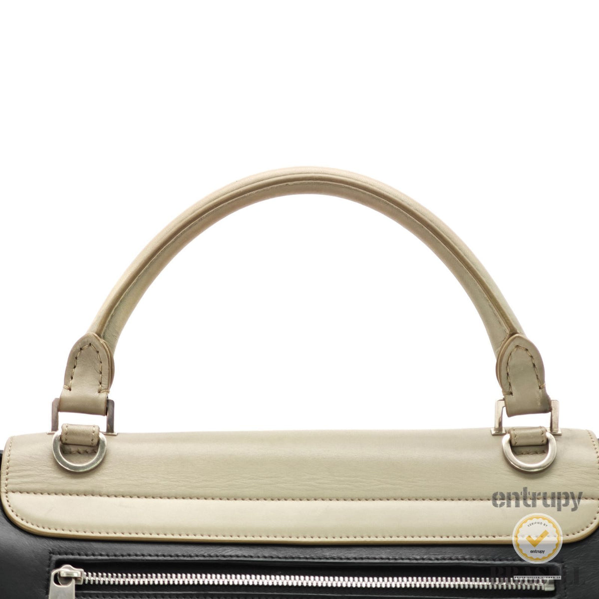 CELINE Leather Trapeze 2way Hand Bag Black Red Khaki Italy 【ImportFeeFREE】