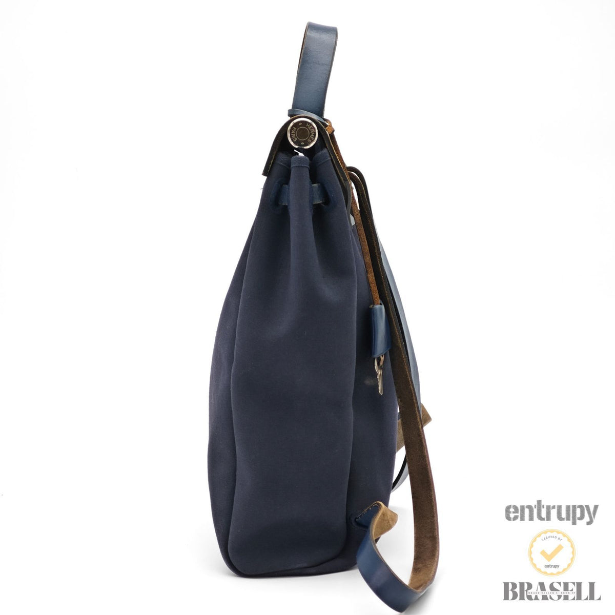 Herms Herbag Ad PM Backpack Rucksack E Engraved Navy【ImportFeeFREE】