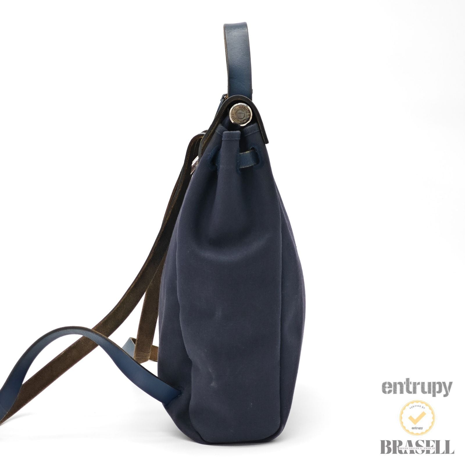 Herms Herbag Ad PM Backpack Rucksack E Engraved Navy【ImportFeeFREE】
