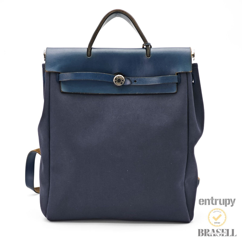 Herms Herbag Ad PM Backpack Rucksack E Engraved Navy【ImportFeeFREE】