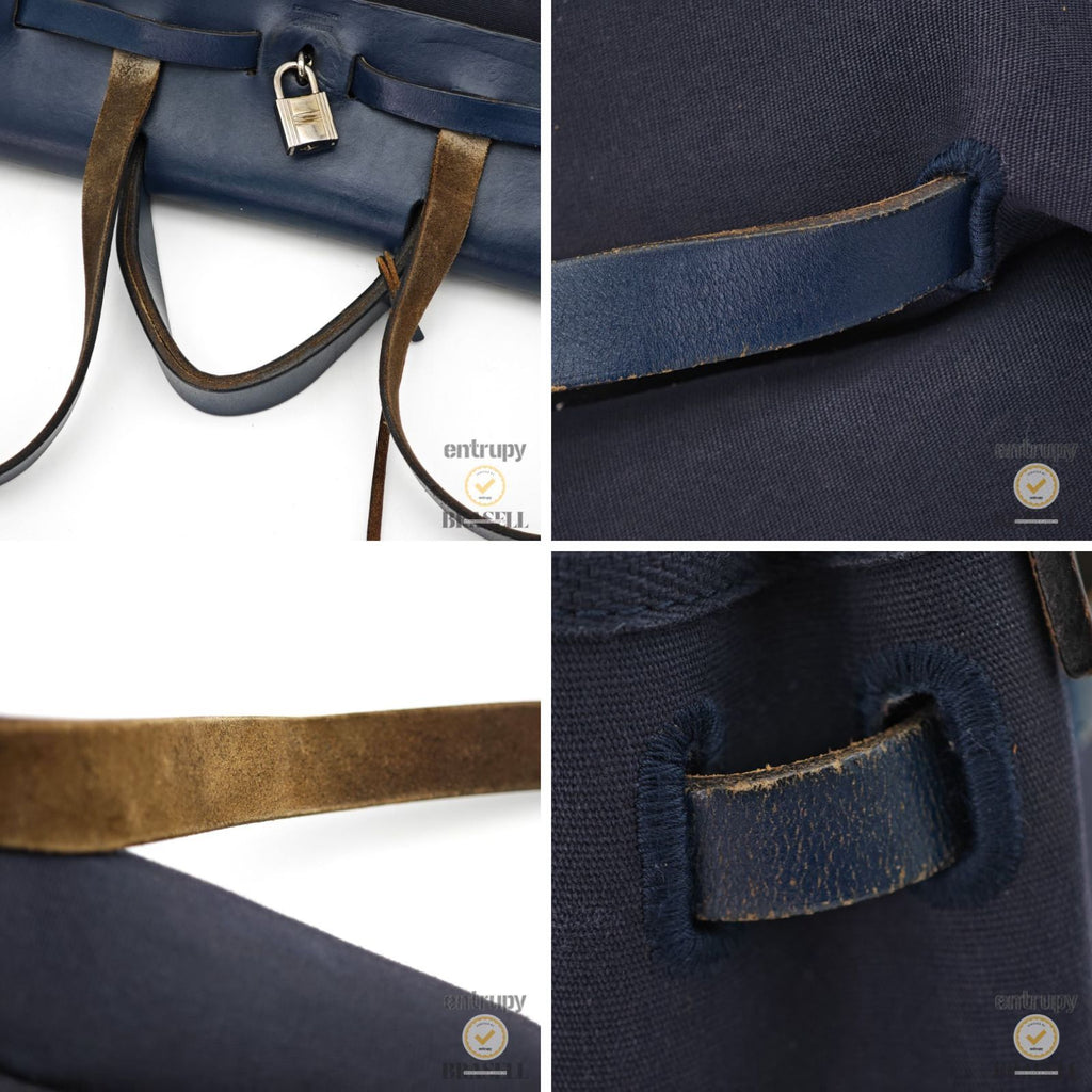 Herms Herbag Ad PM Backpack Rucksack E Engraved Navy【ImportFeeFREE】