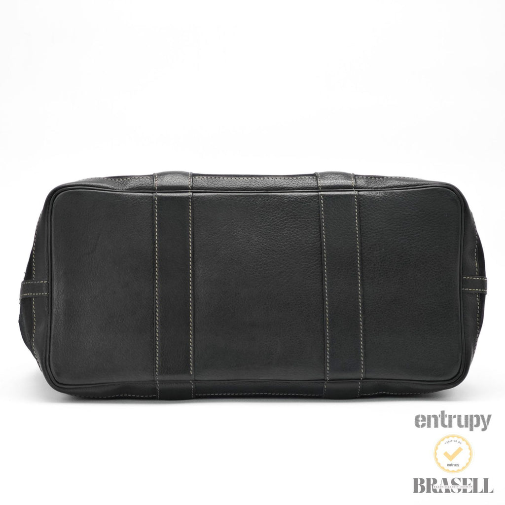 HERMES Garden Party PM Tote Bag Toile Officier Leather Black 【ImportFeeFREE】