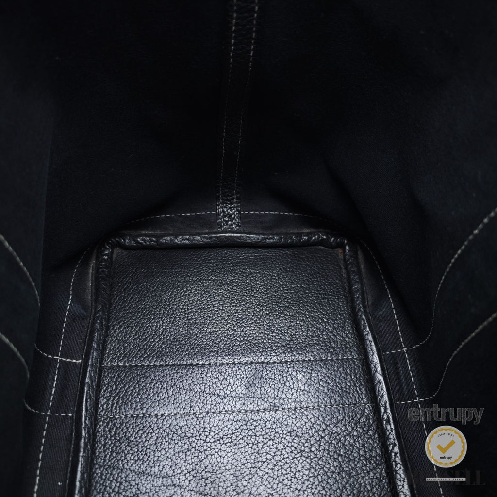 HERMES Garden Party PM Tote Bag Toile Officier Leather Black 【ImportFeeFREE】