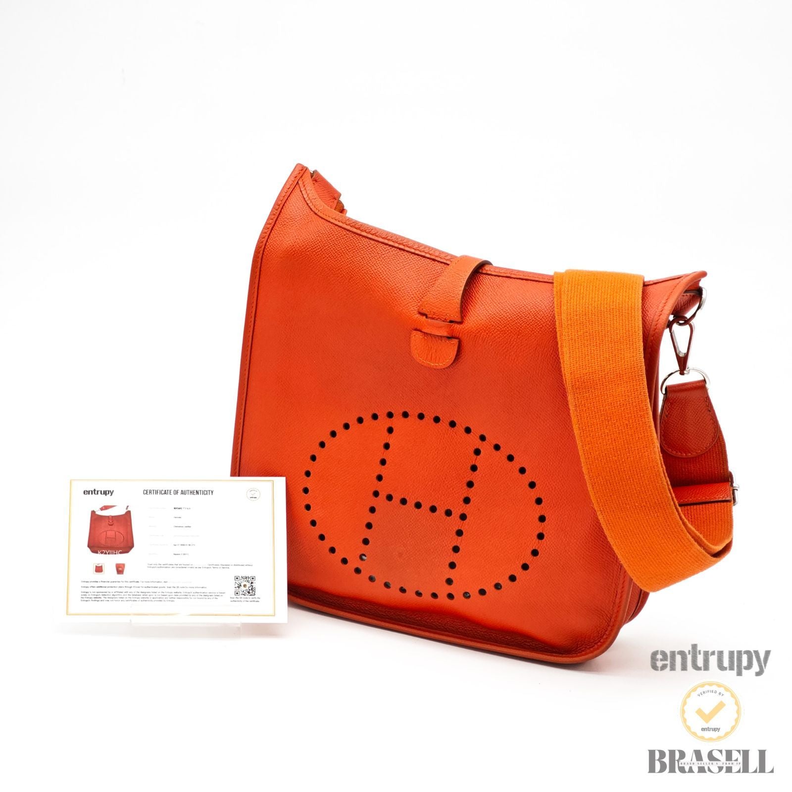 Hermes Evelyne 3 Taurillon Clemence Orange Shoulder Bag 【ImportFeeFREE】