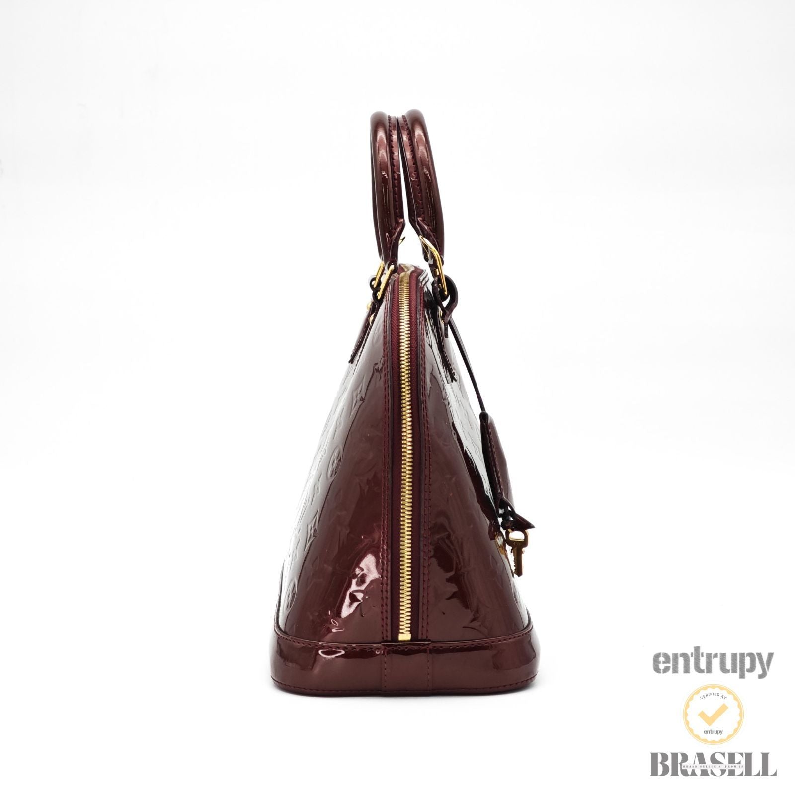 LOUIS VUITTON Vernis Alma PM M91691 Monogram Handbag Purple 【ImportFeeFREE】