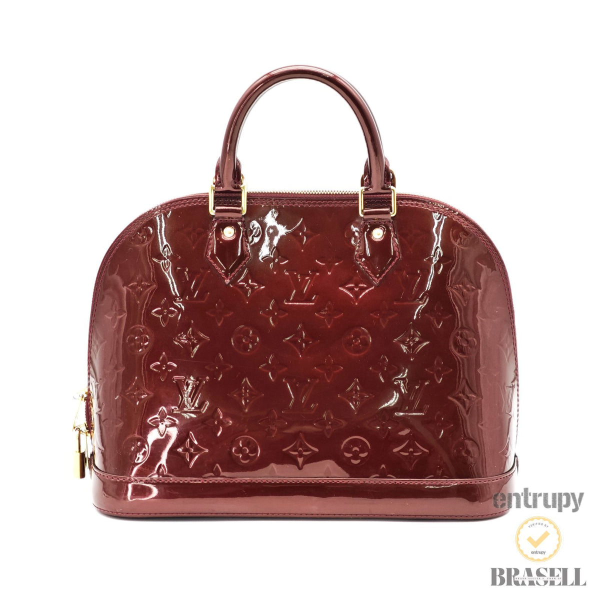 LOUIS VUITTON Vernis Alma PM M91691 Monogram Handbag Purple 【ImportFeeFREE】