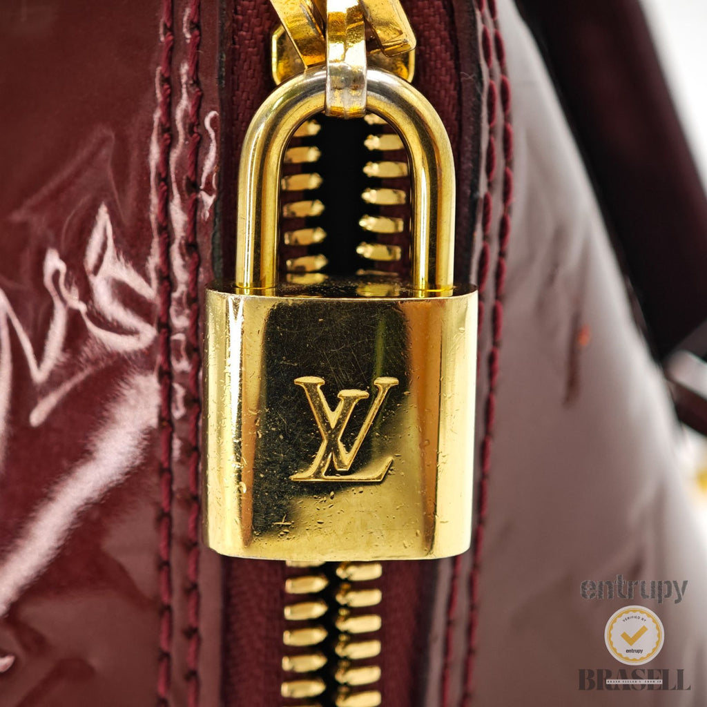 LOUIS VUITTON Vernis Alma PM M91691 Monogram Handbag Purple 【ImportFeeFREE】