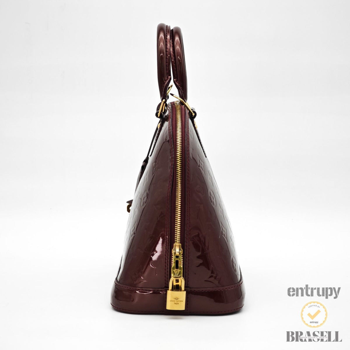 LOUIS VUITTON Vernis Alma PM M91691 Monogram Handbag Purple 【ImportFeeFREE】