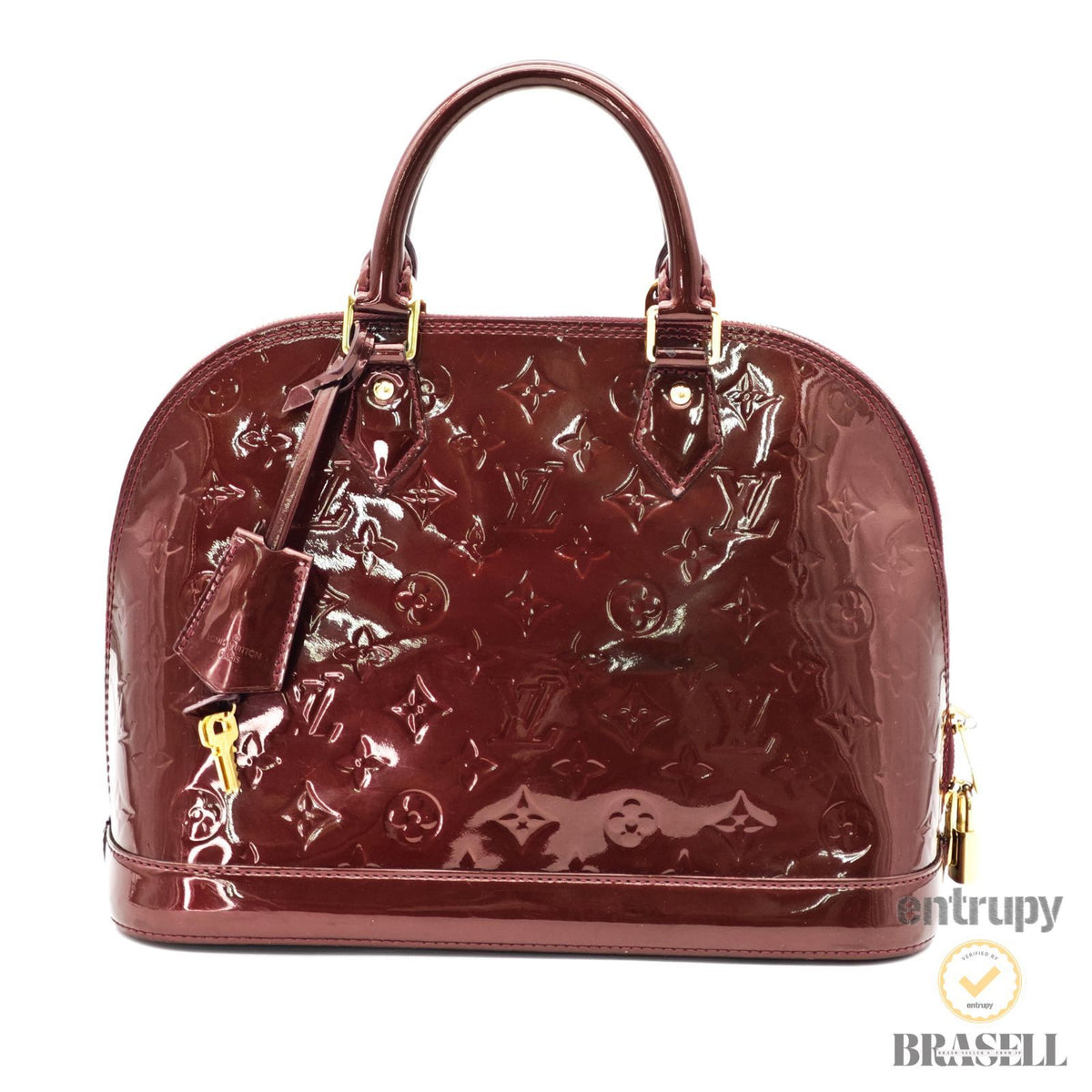 LOUIS VUITTON Vernis Alma PM M91691 Monogram Handbag Purple 【ImportFeeFREE】