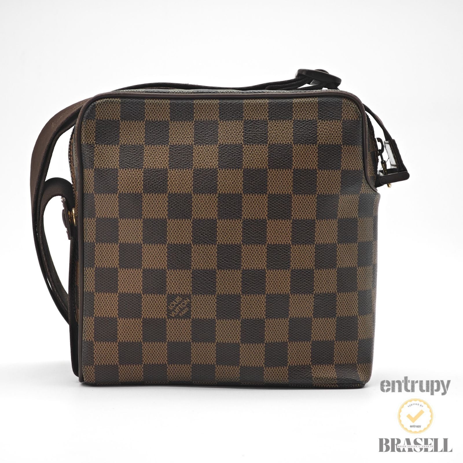 LOUIS VUITTON Damier Olav PM N41442 Shoulder Bag Brown Canvas 【ImportFeeFREE】