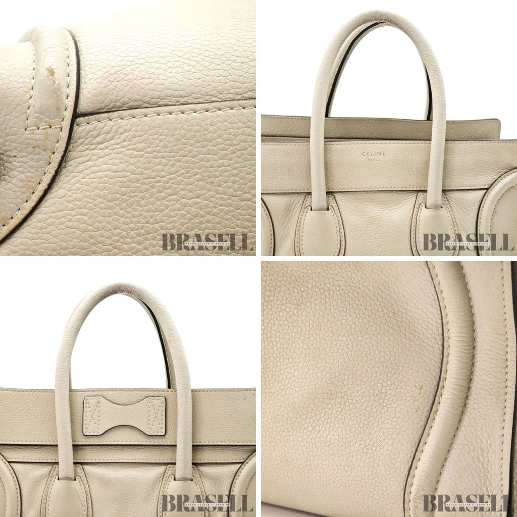 CELINE Luggage Mini Shopper Handbag White Women's with Dust Bag【ImportFeeFREE】