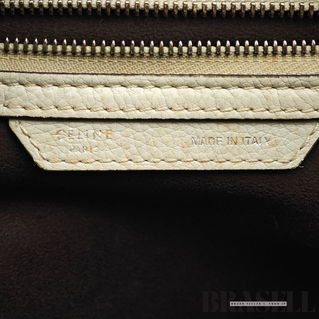 CELINE Luggage Mini Shopper Handbag White Women's with Dust Bag【ImportFeeFREE】