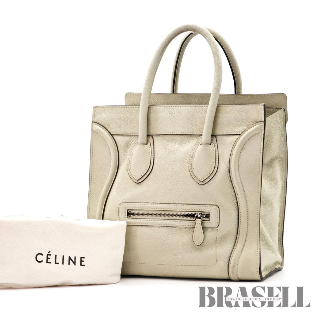 CELINE Luggage Mini Shopper Handbag White Women's with Dust Bag【ImportFeeFREE】