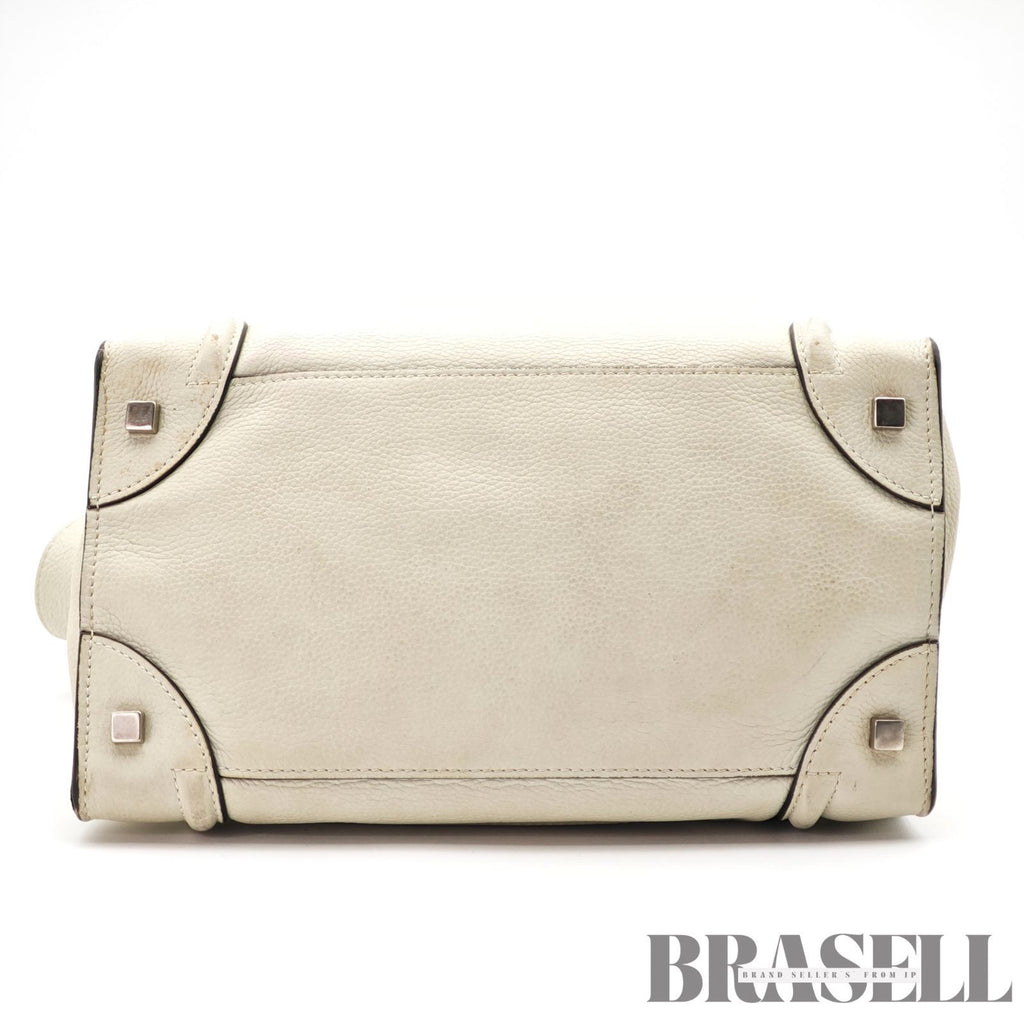 CELINE Luggage Mini Shopper Handbag White Women's with Dust Bag【ImportFeeFREE】