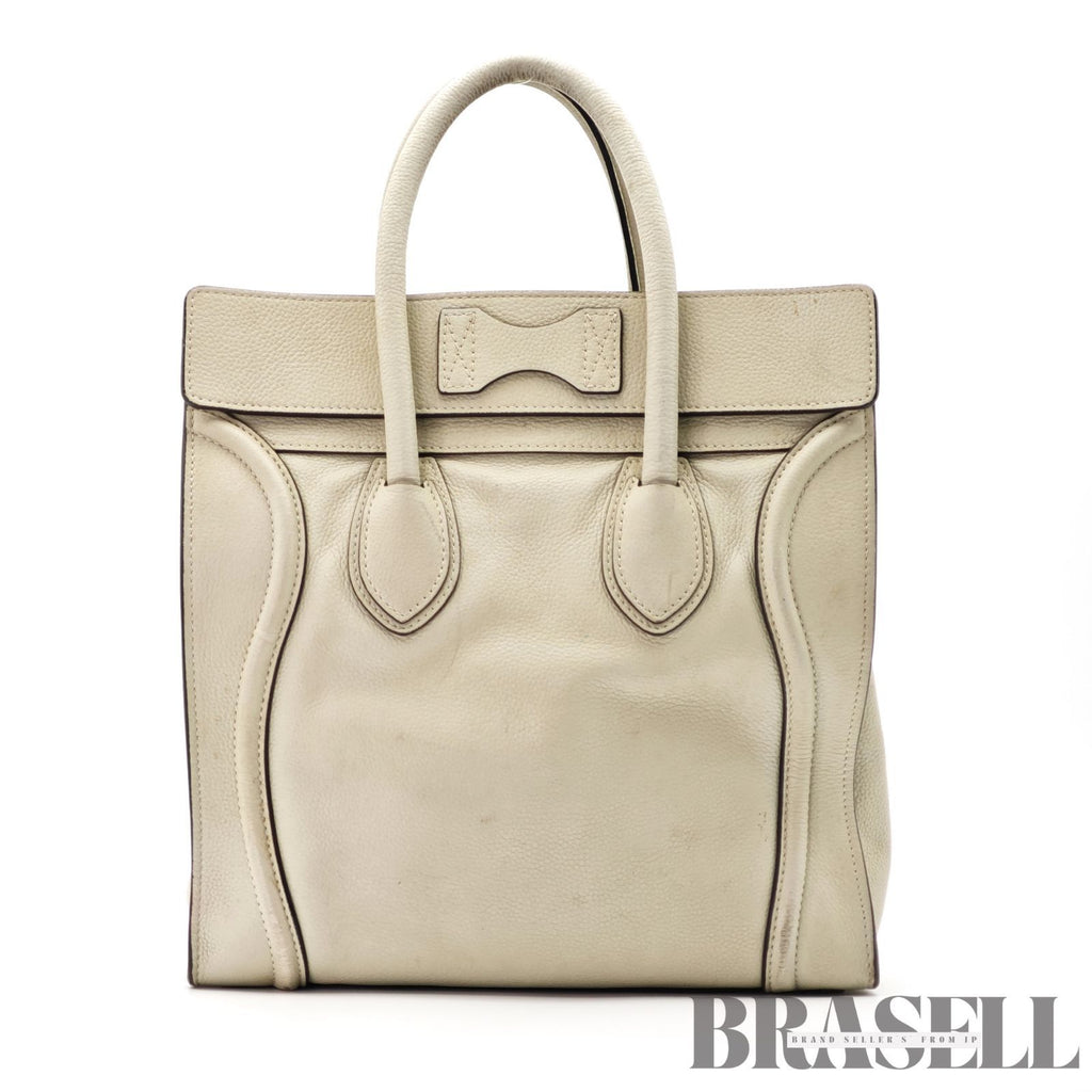 CELINE Luggage Mini Shopper Handbag White Women's with Dust Bag【ImportFeeFREE】
