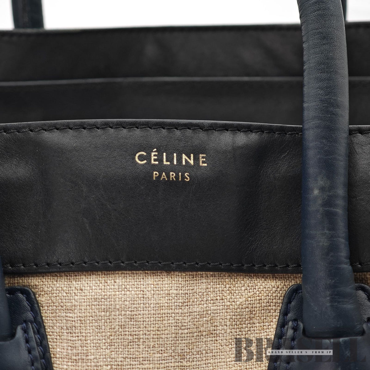 CELINE Luggage Mini Shopper Handbag Black White Leather Tote 【ImportFeeFREE】