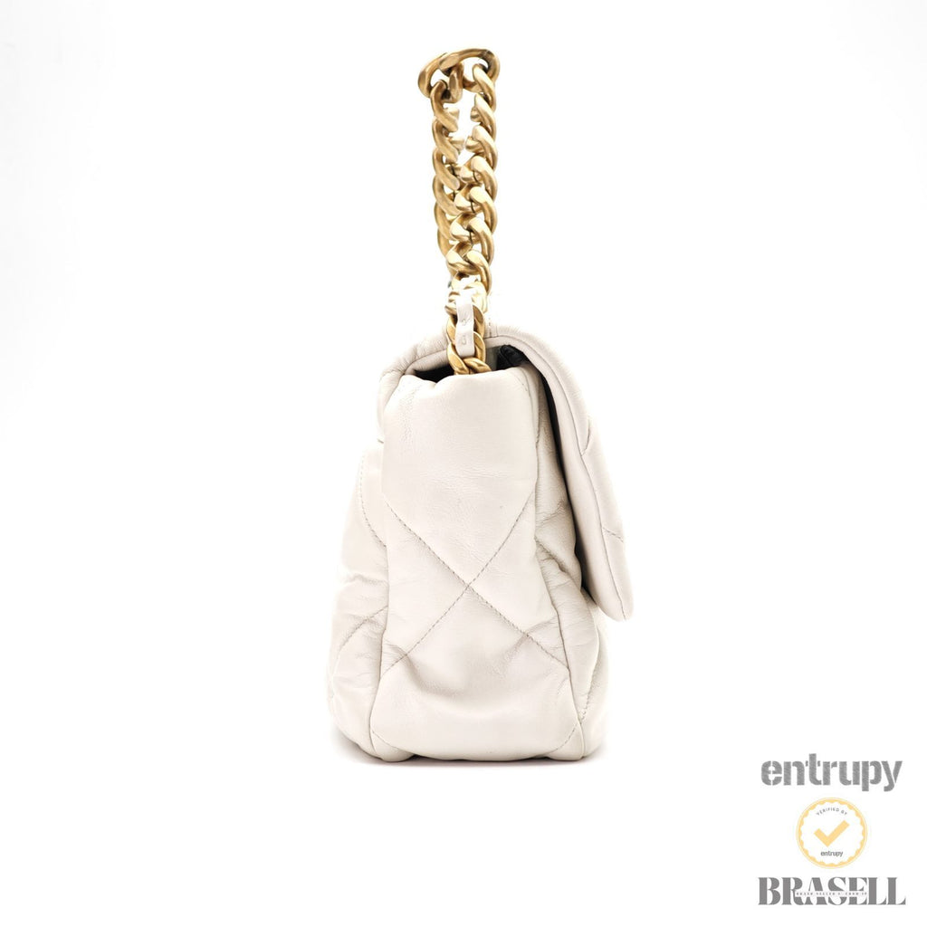 CHANEL 19 Matelasse AS1160 Handbag Bag Flap Lambskin White【ImportFeeFREE】