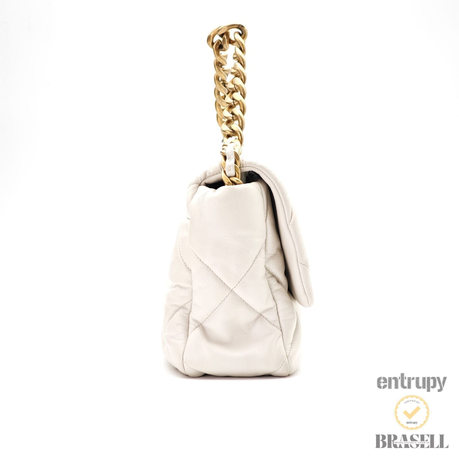 CHANEL 19 Matelasse AS1160 Handbag Bag Flap Lambskin White【ImportFeeFREE】