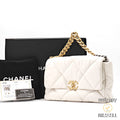 CHANEL 19 Matelasse AS1160 Handbag Bag Flap Lambskin White【ImportFeeFREE】