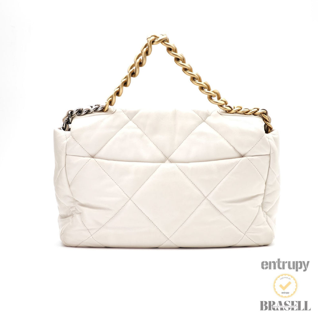 CHANEL 19 Matelasse AS1160 Handbag Bag Flap Lambskin White【ImportFeeFREE】