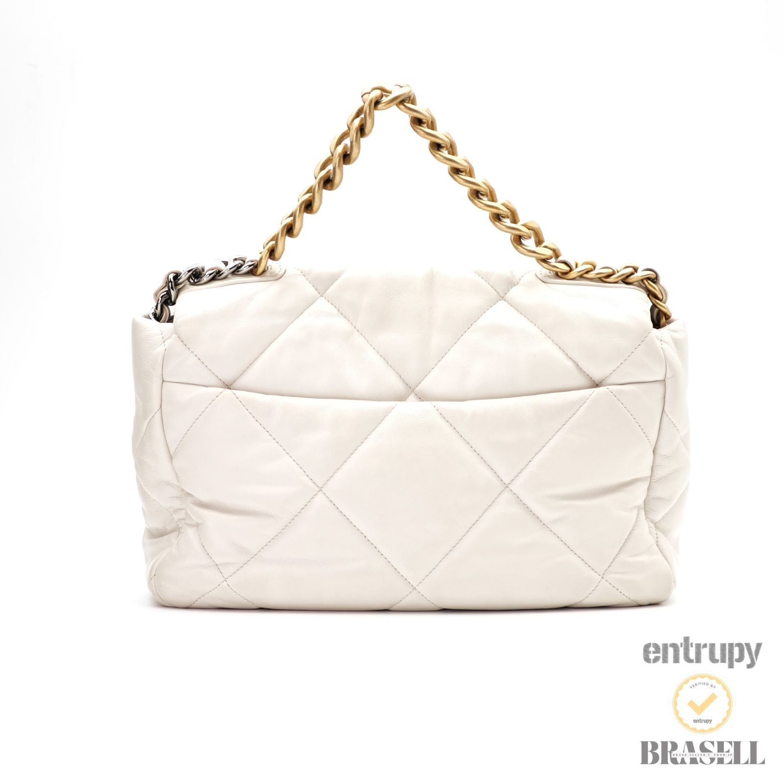 CHANEL 19 Matelasse AS1160 Handbag Bag Flap Lambskin White【ImportFeeFREE】