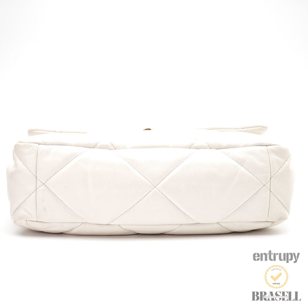 CHANEL 19 Matelasse AS1160 Handbag Bag Flap Lambskin White【ImportFeeFREE】