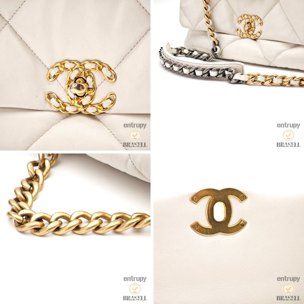 CHANEL 19 Matelasse AS1160 Handbag Bag Flap Lambskin White【ImportFeeFREE】