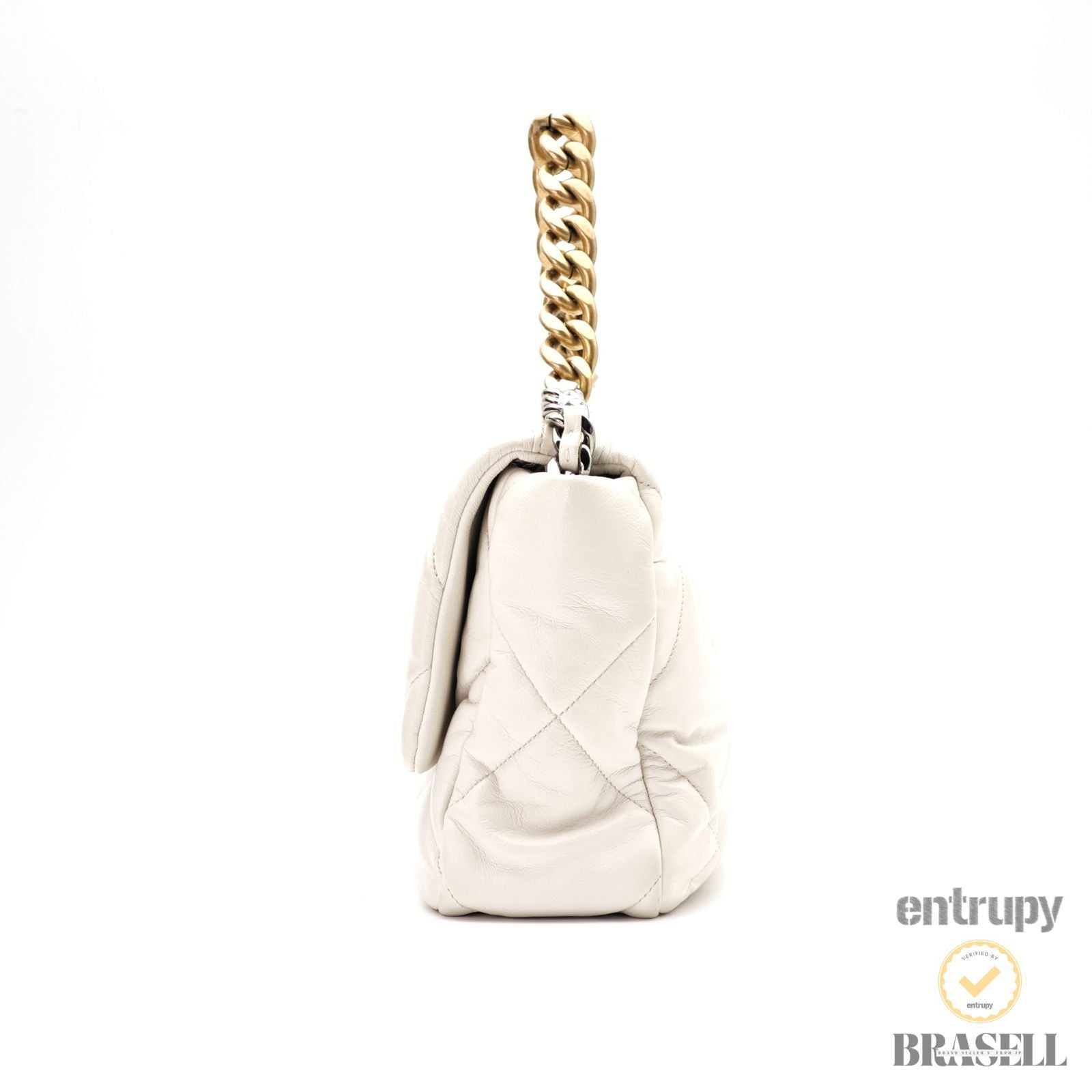 CHANEL 19 Matelasse AS1160 Handbag Bag Flap Lambskin White【ImportFeeFREE】