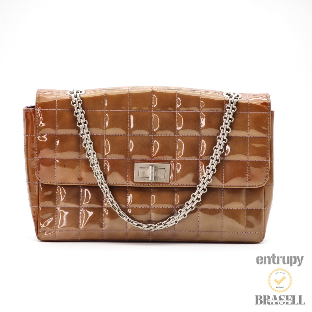 CHANEL Choco Bar Chain Hand Bag Camel with Box Dust Bag 【ImportFeeFREE】