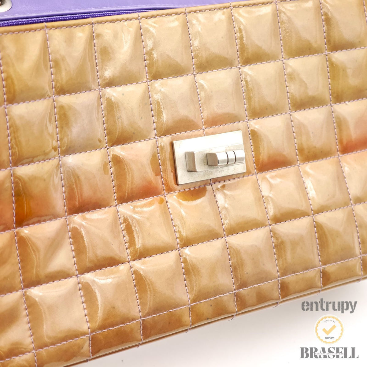 CHANEL Choco Bar Chain Hand Bag Camel with Box Dust Bag 【ImportFeeFREE】