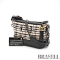 CHANEL Gabrielle Chain Shoulder Bag Tweed Leather Beige Black 【ImportFeeFREE】